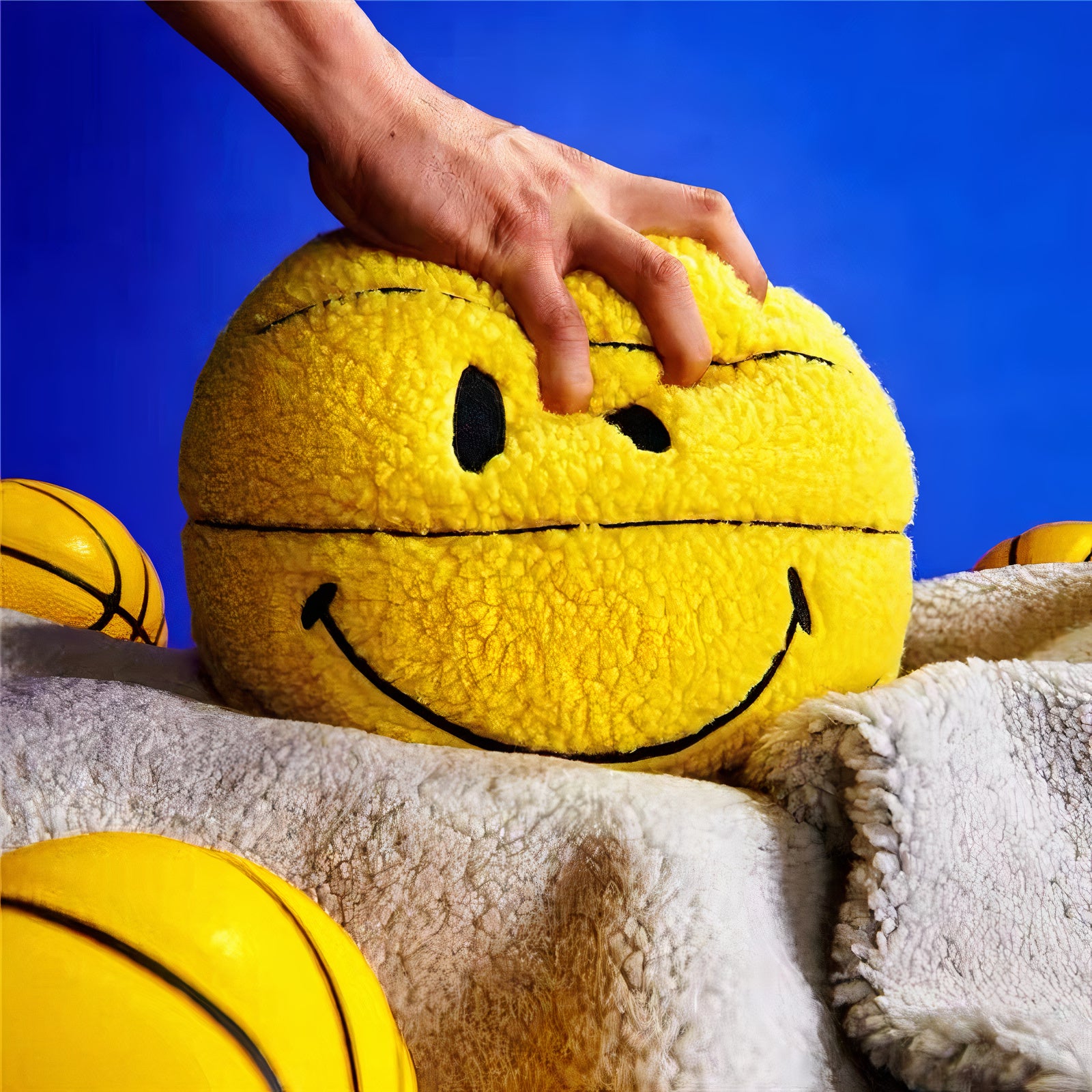 Almofada Bouclé Smiley Basketball