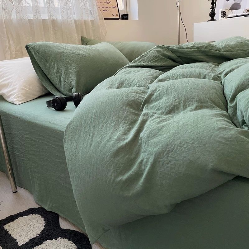 Jogo de Duvet Solid Washed de Algodão 4 Peças - Sage