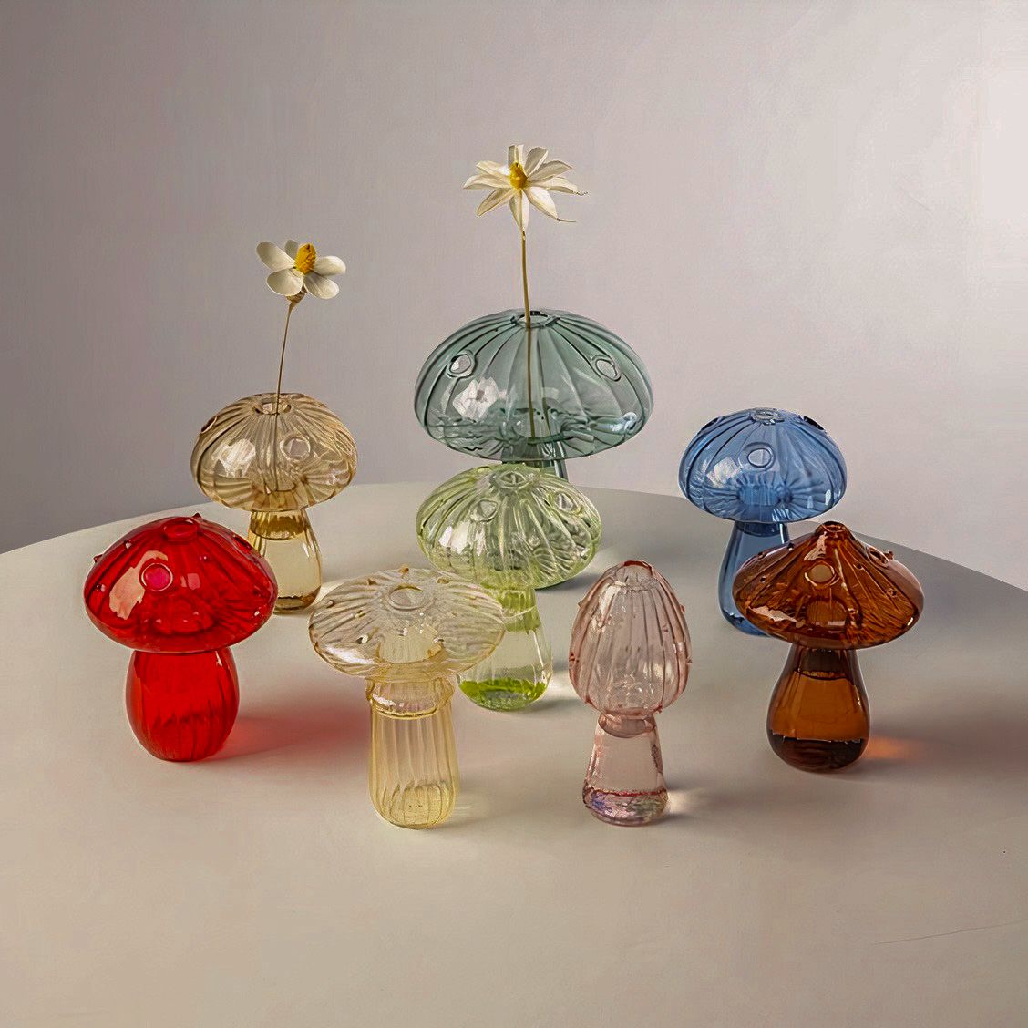 Vaso de Vidro Mushroom Colorido