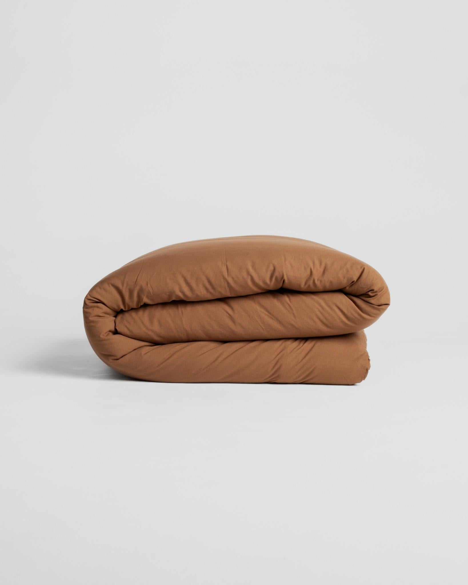 Jogo de Duvet Solid Washed de Algodão 4 Peças - Marrom