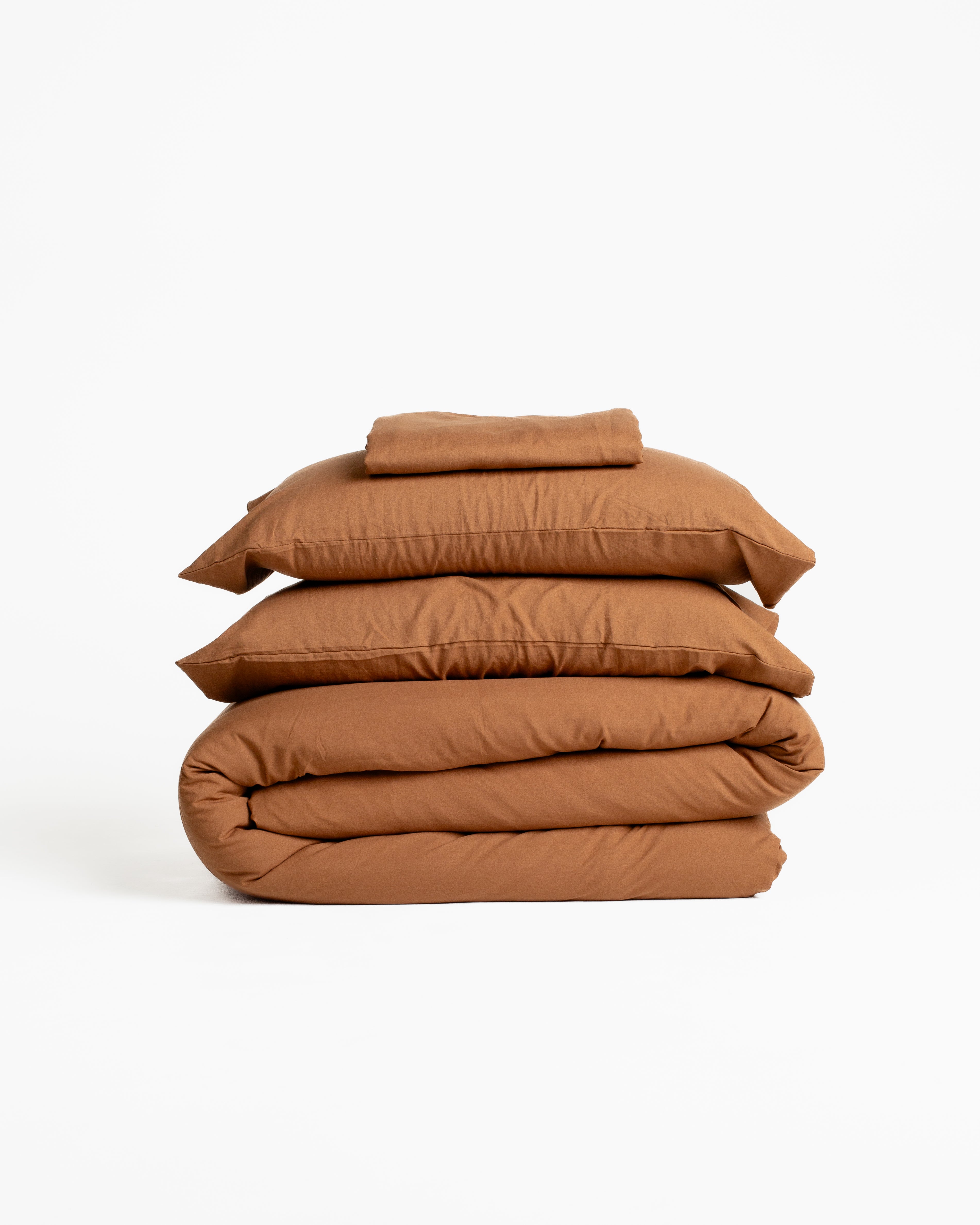 Jogo de Duvet Solid Washed de Algodão 4 Peças - Caramel