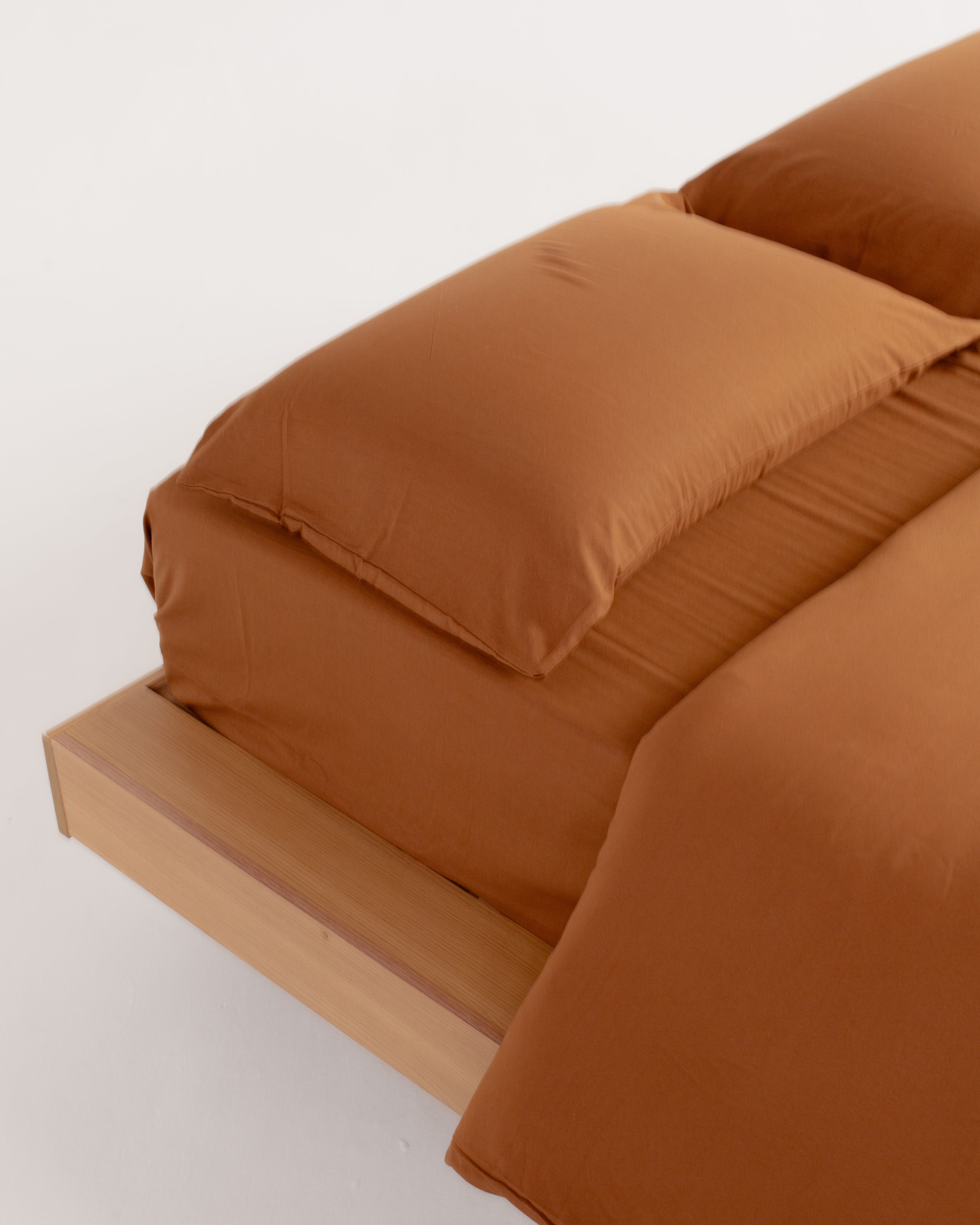 Jogo de Duvet Solid Washed de Algodão 4 Peças - Caramel