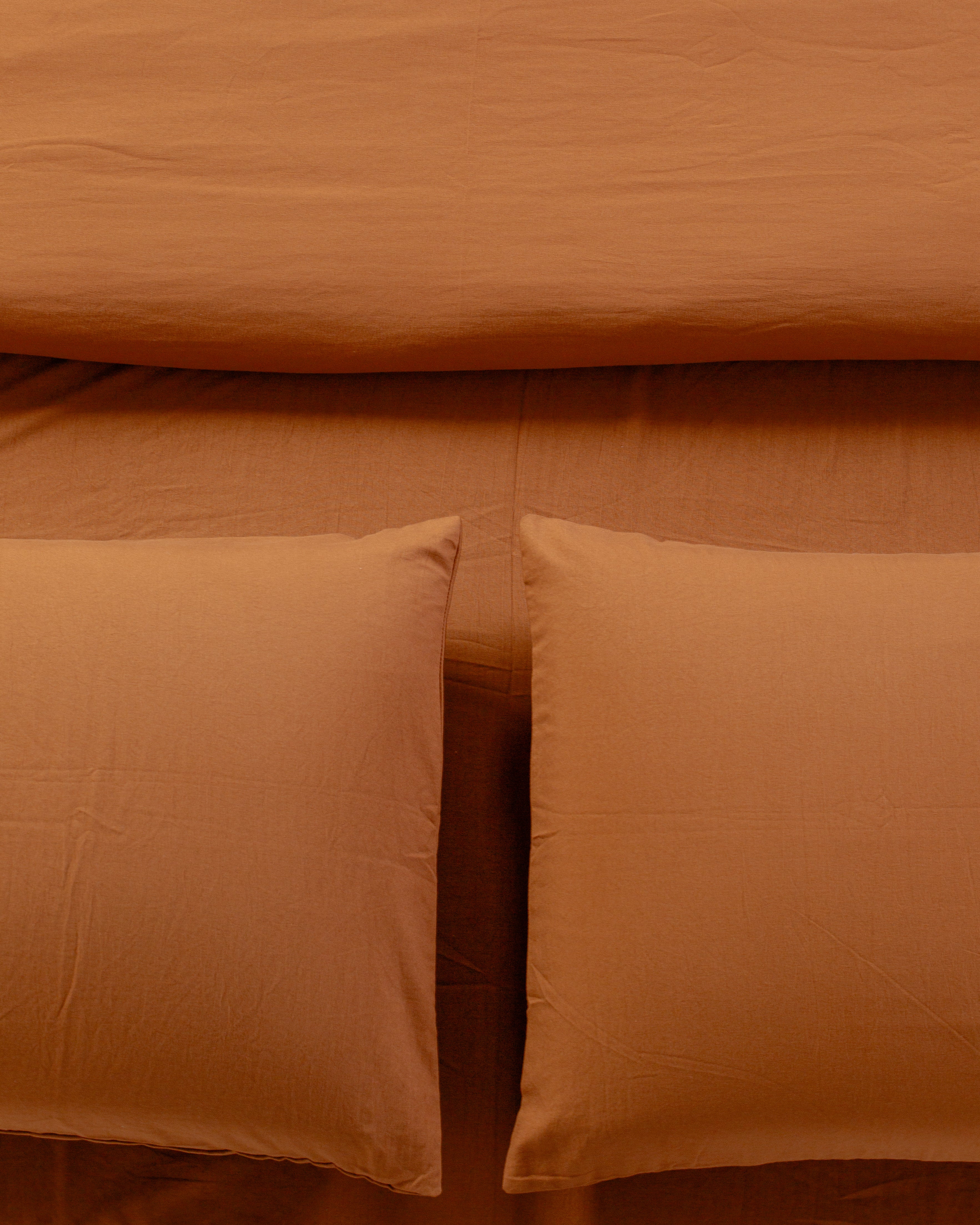 Jogo de Duvet Solid Washed de Algodão 4 Peças - Caramel