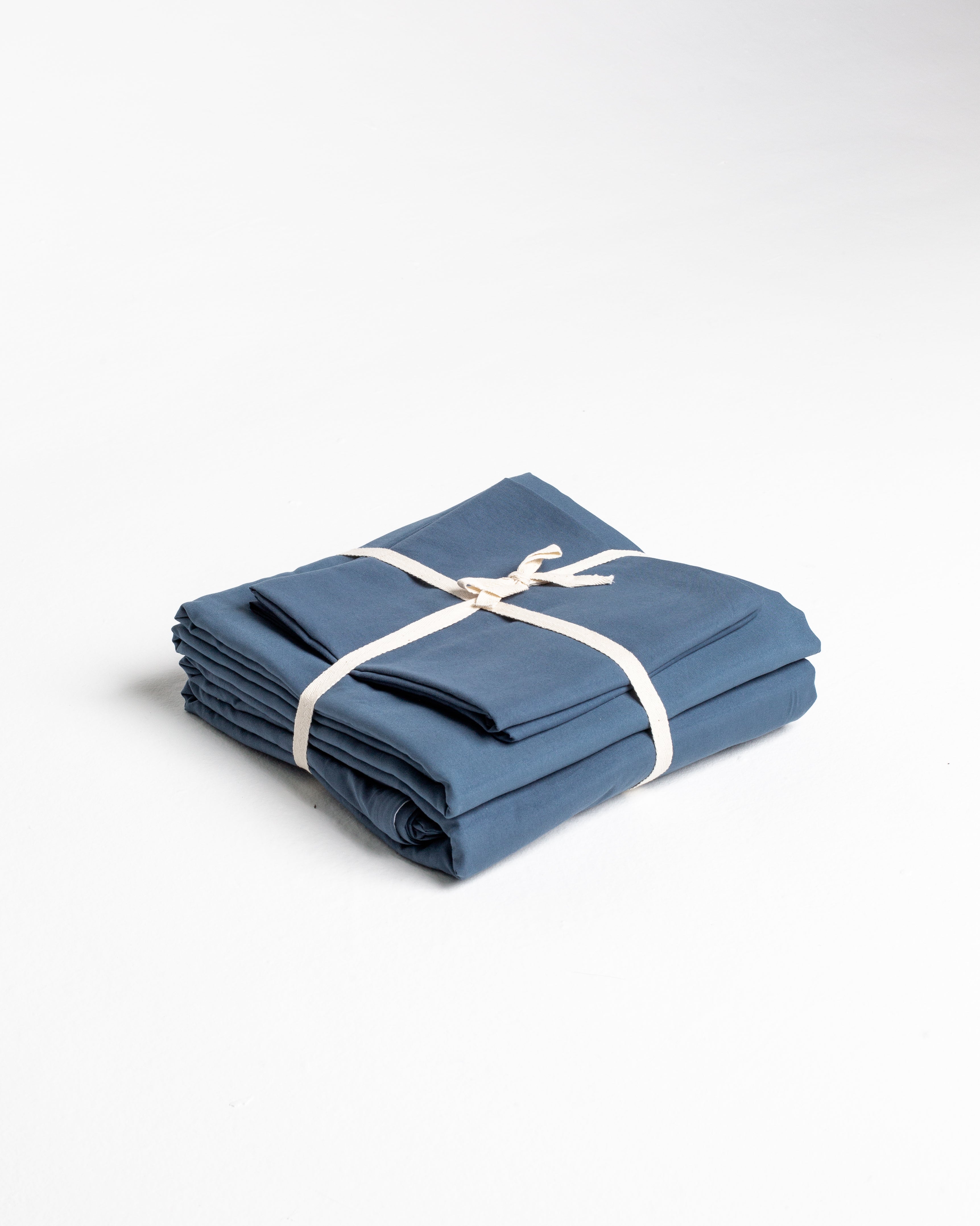 Jogo de Duvet Solid Washed de Algodão 4 Peças - Navy