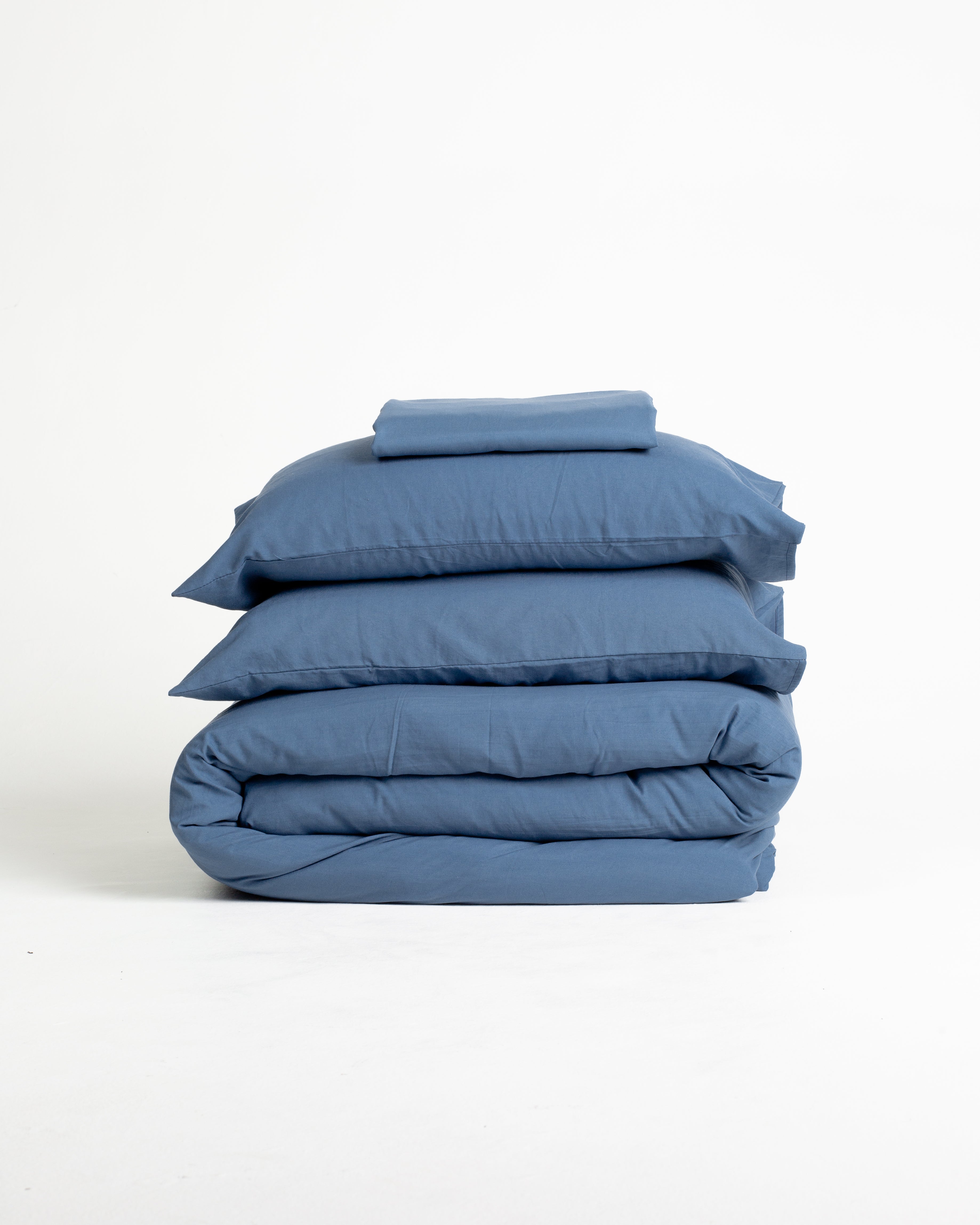 Jogo de Duvet Solid Washed de Algodão 4 Peças - Navy