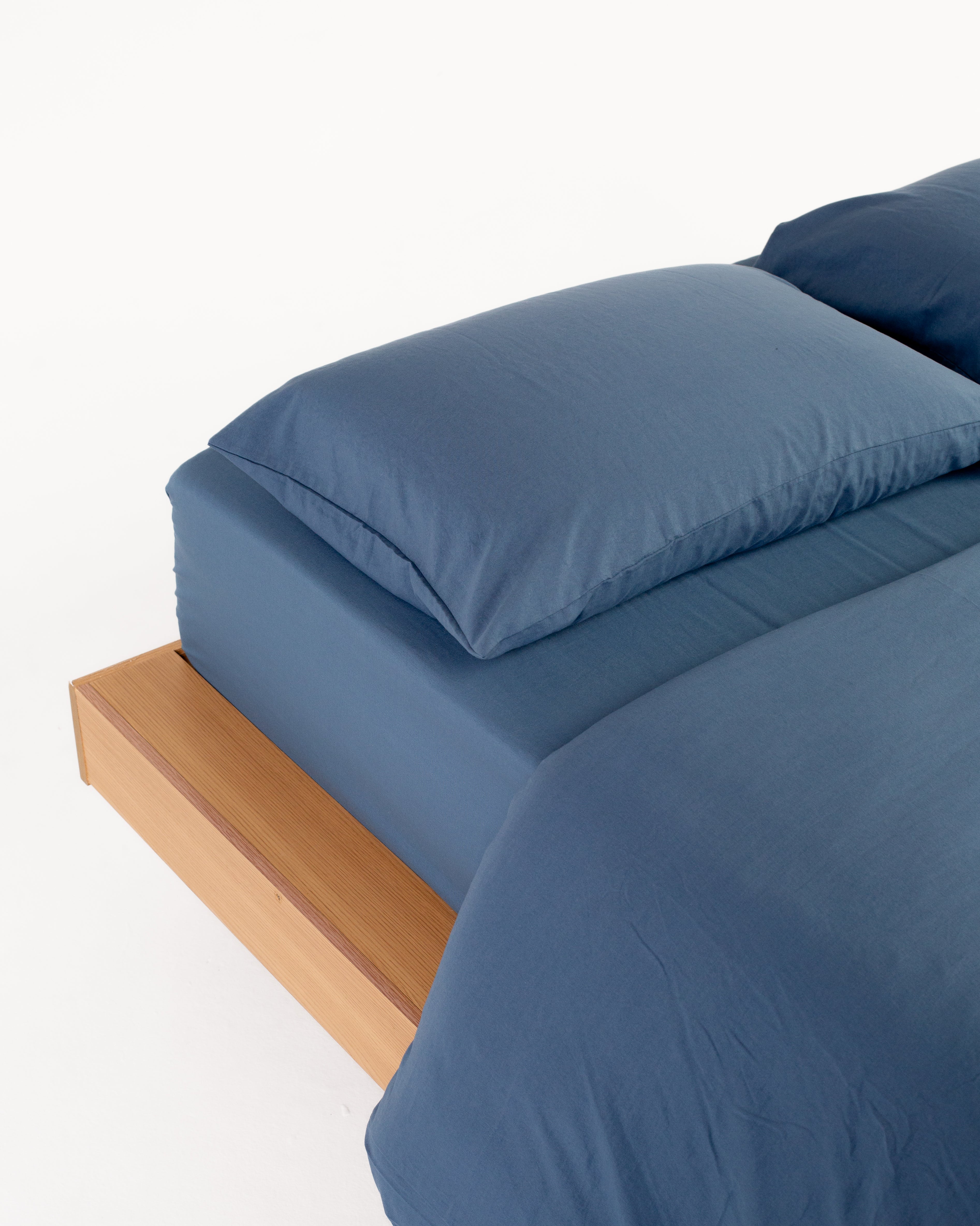 Jogo de Duvet Solid Washed de Algodão 4 Peças - Navy