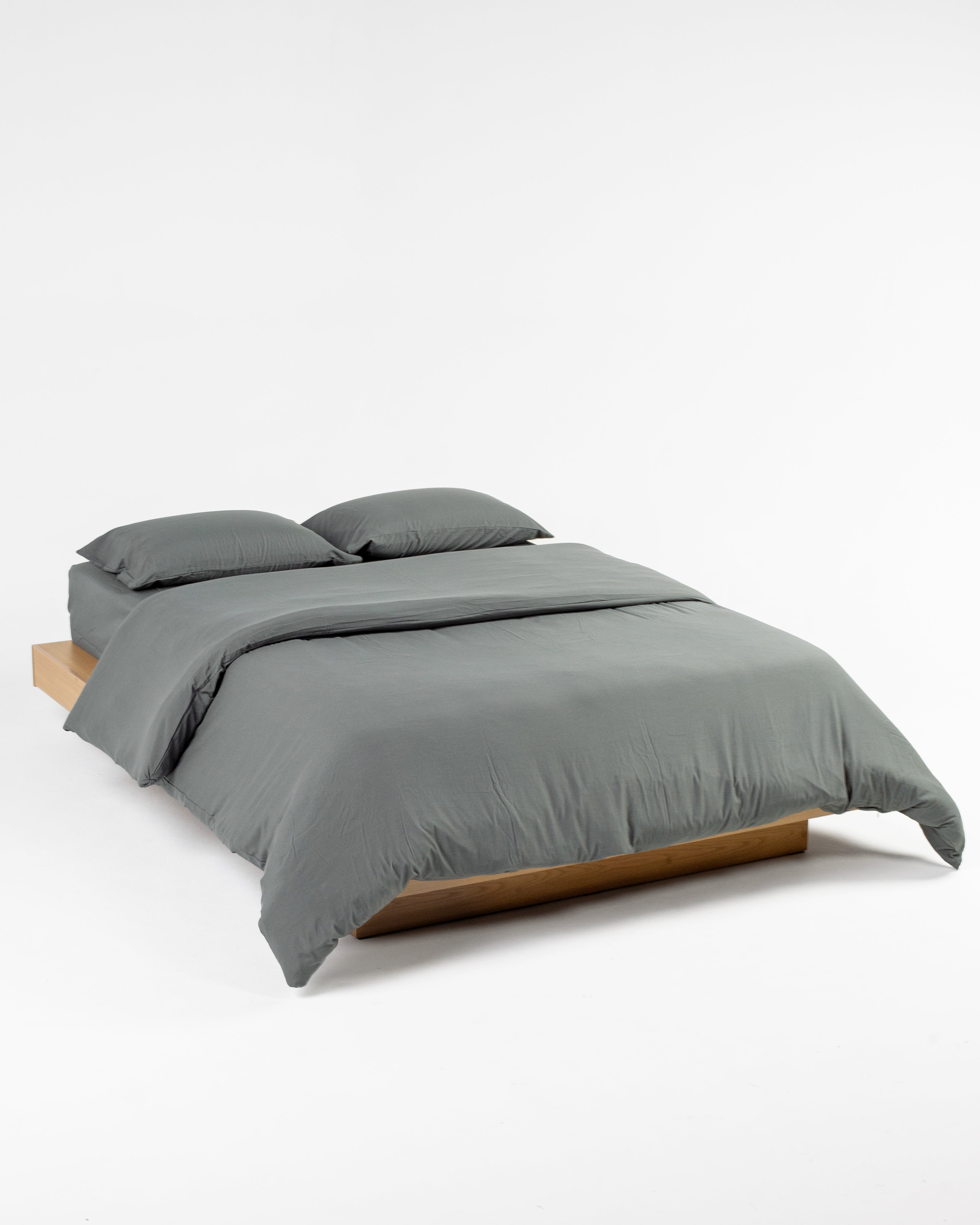 Jogo de Duvet Solid Washed de Algodão 4 Peças - Smoke