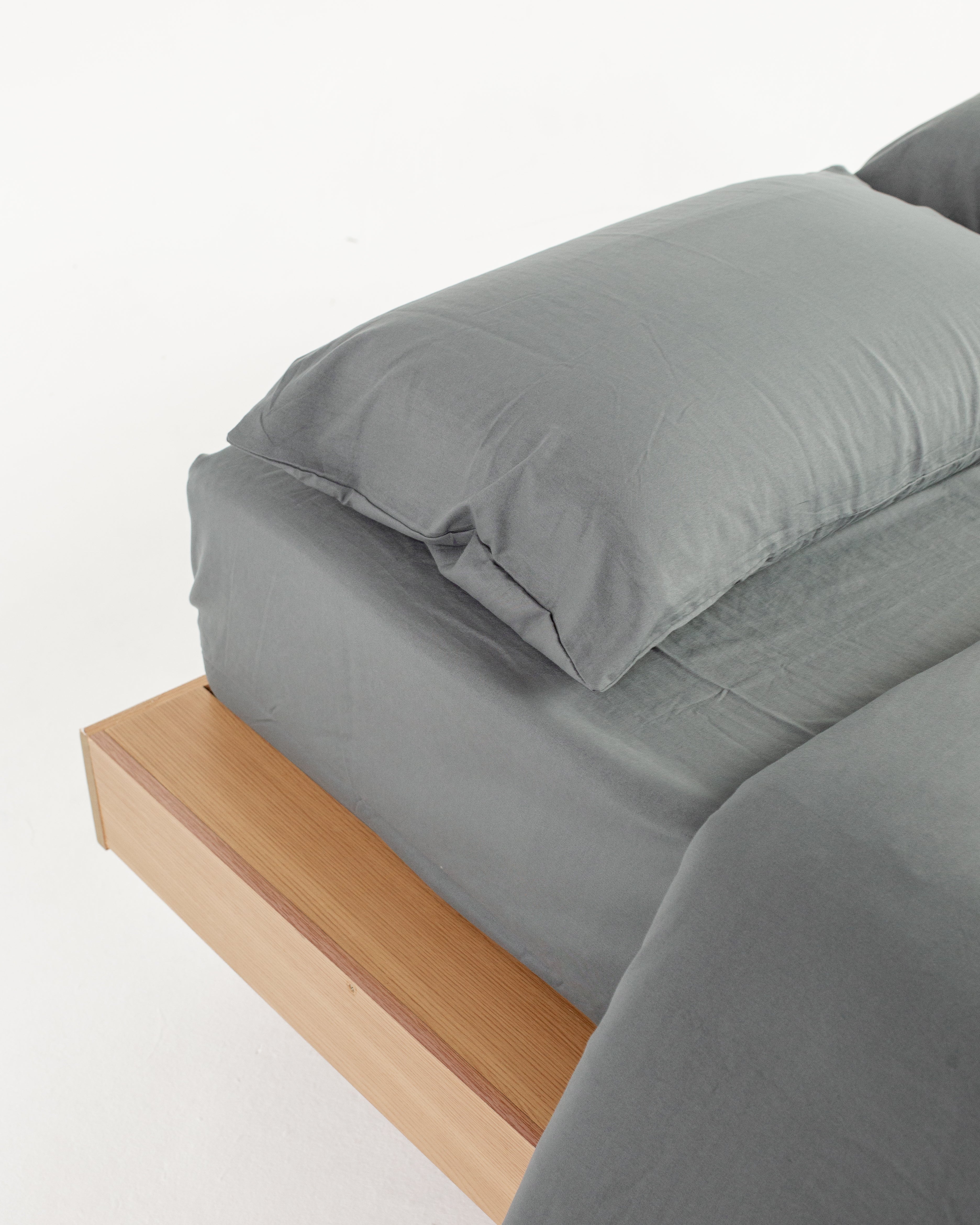 Jogo de Duvet Solid Washed de Algodão 4 Peças - Smoke