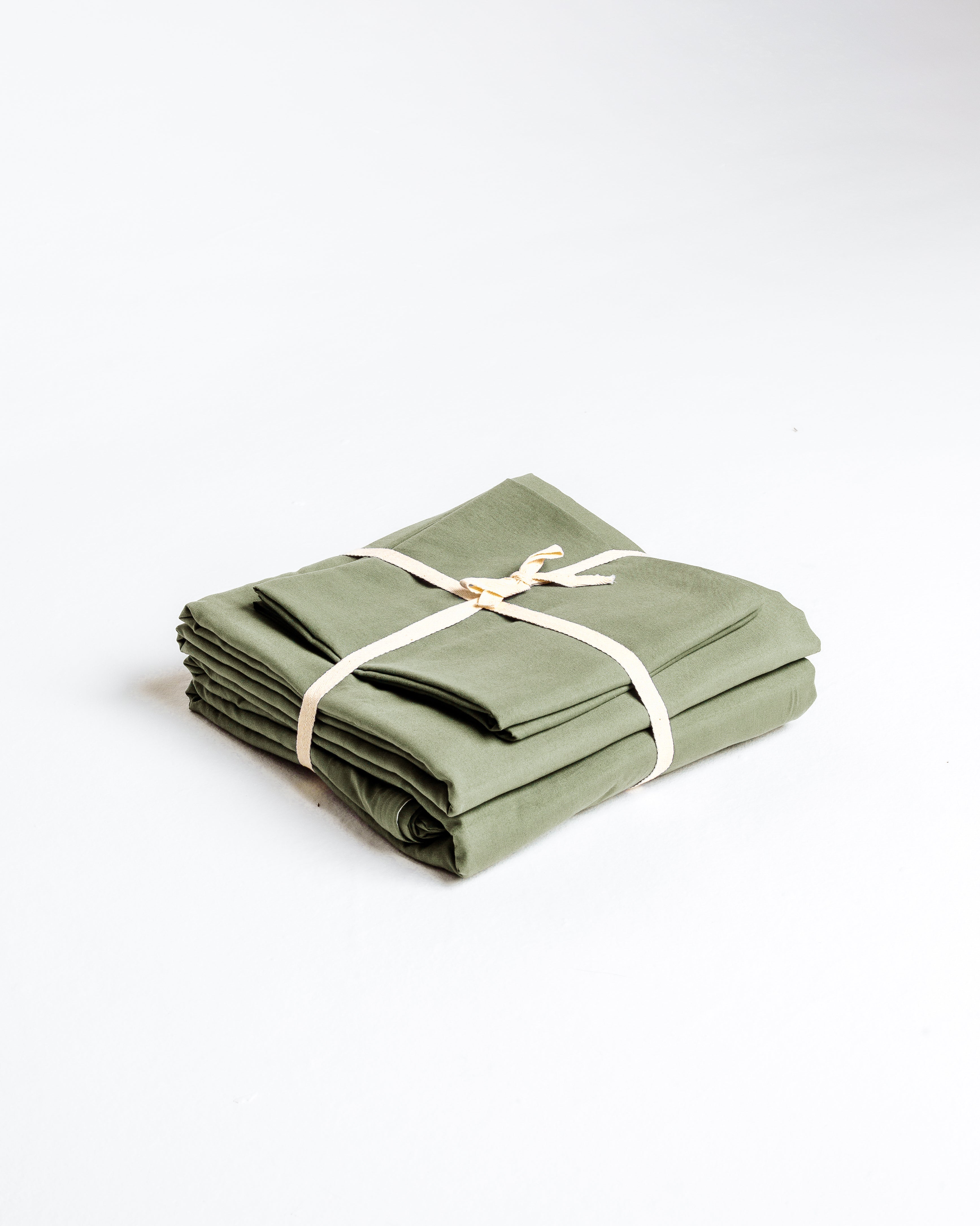 Jogo de Duvet Solid Washed de Algodão 4 Peças - Matcha