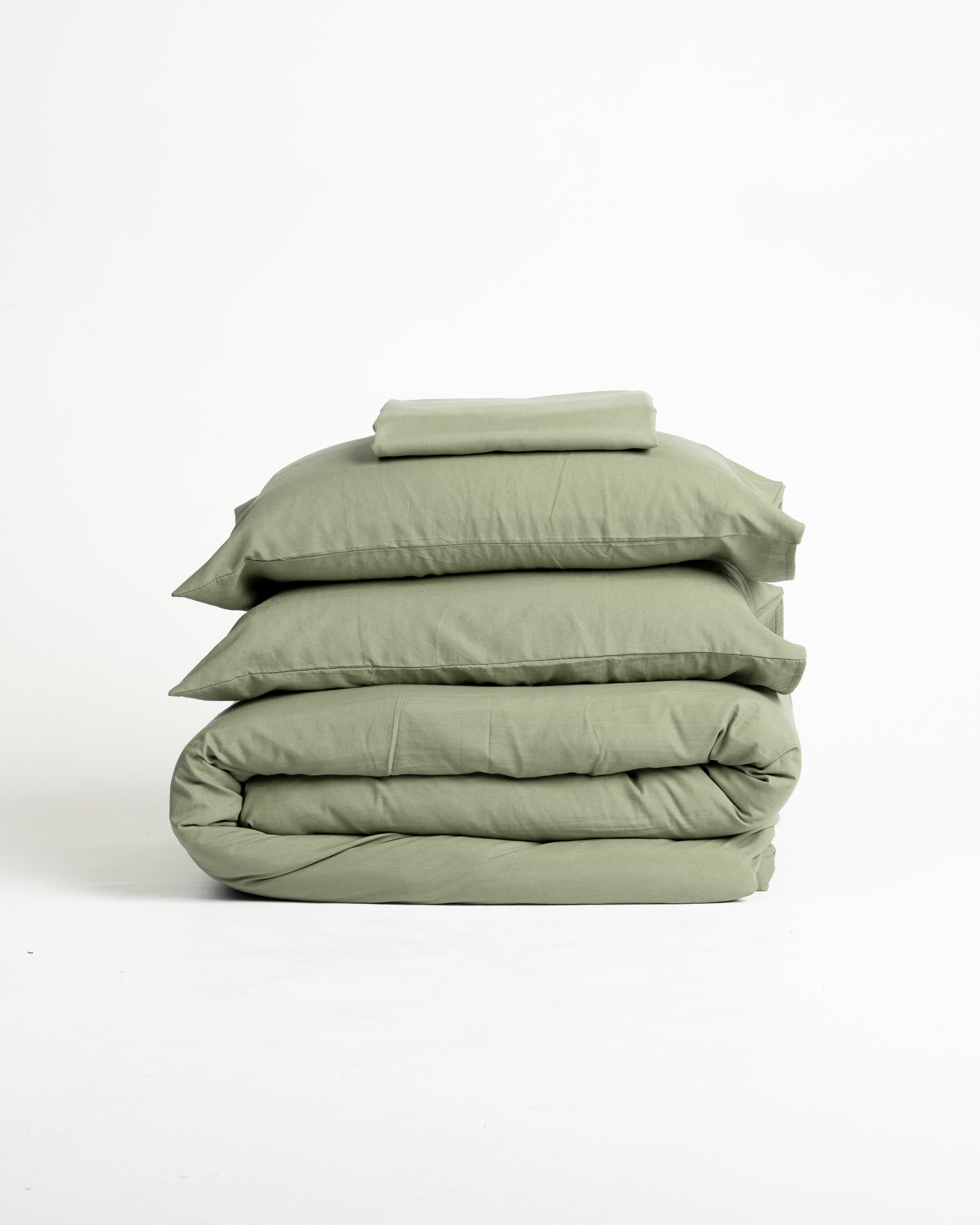 Jogo de Duvet Solid Washed de Algodão 4 Peças - Matcha