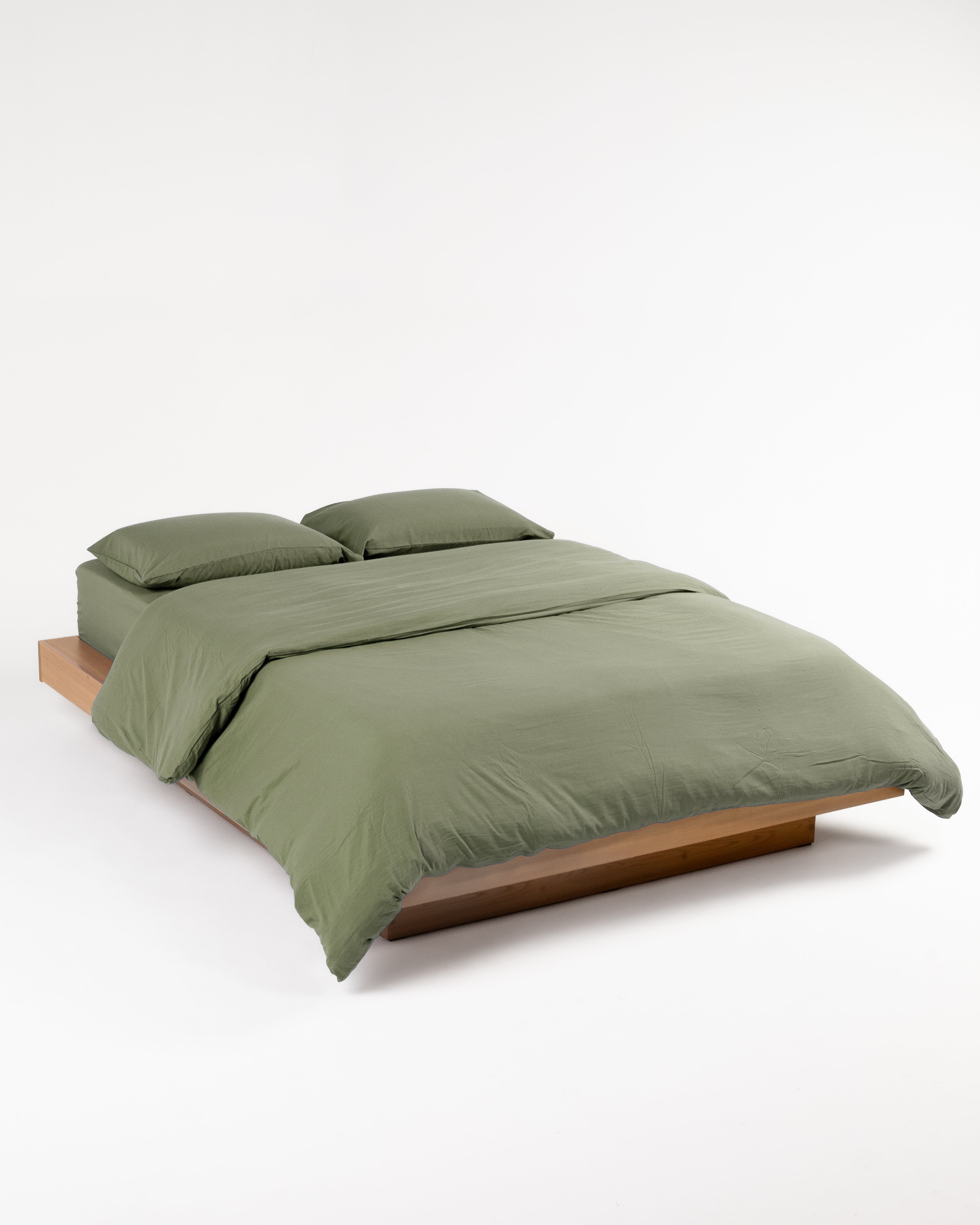 Jogo de Duvet Solid Washed de Algodão 4 Peças - Matcha