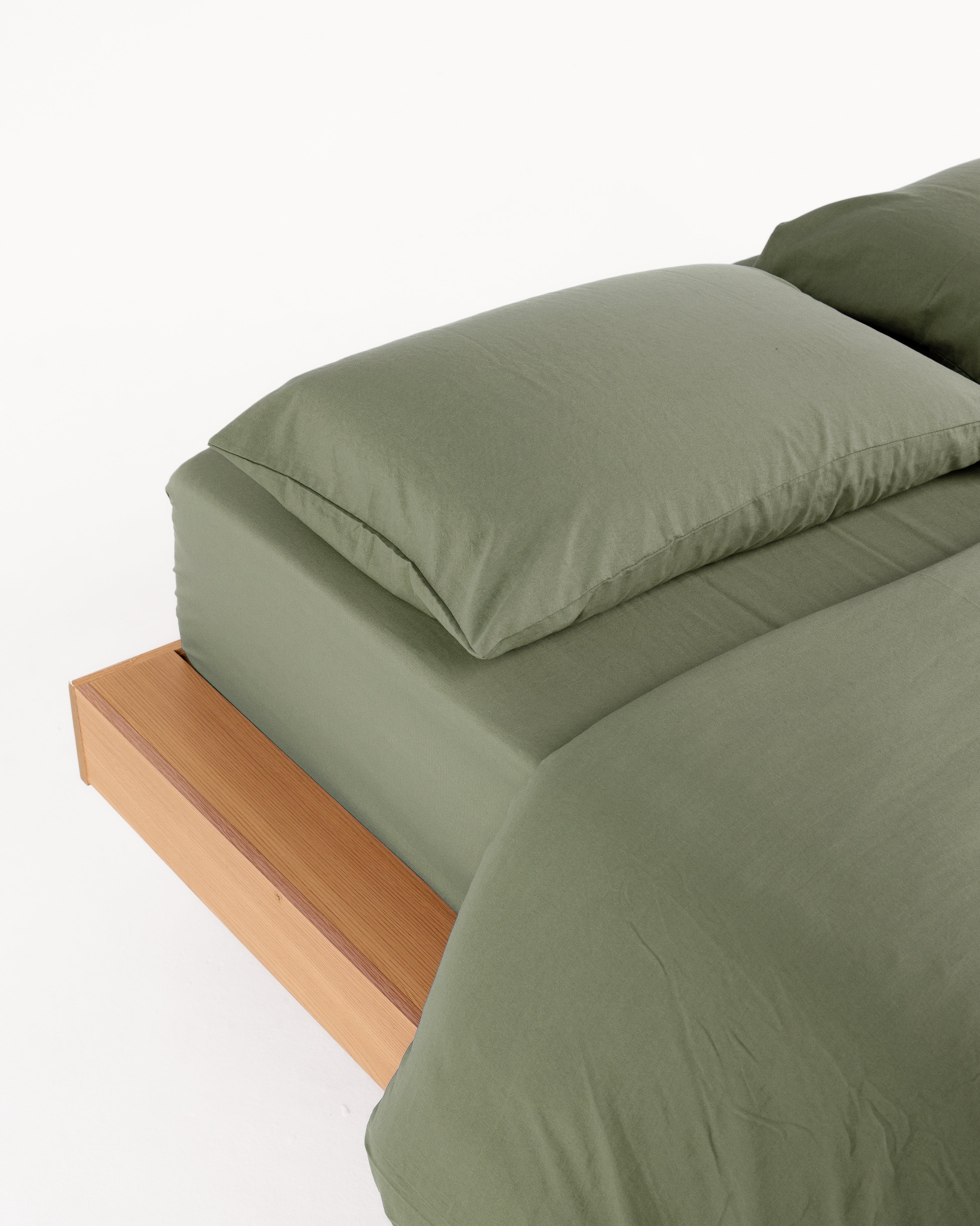 Jogo de Duvet Solid Washed de Algodão 4 Peças - Matcha