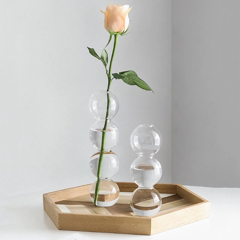 Castiçal e Vaso de Vidro Bubble