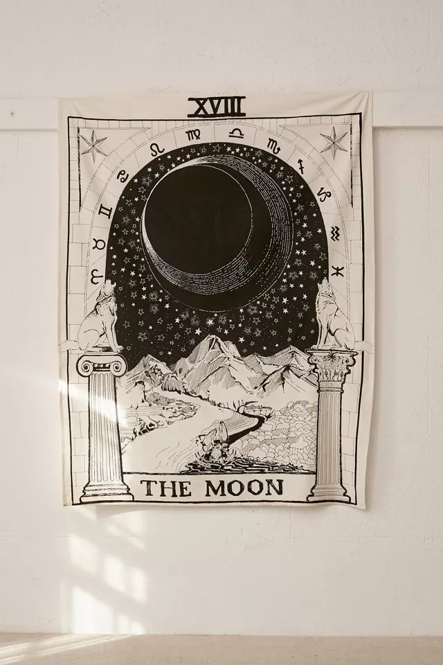 Bandeira de Parede Tarot Vintage The Moon